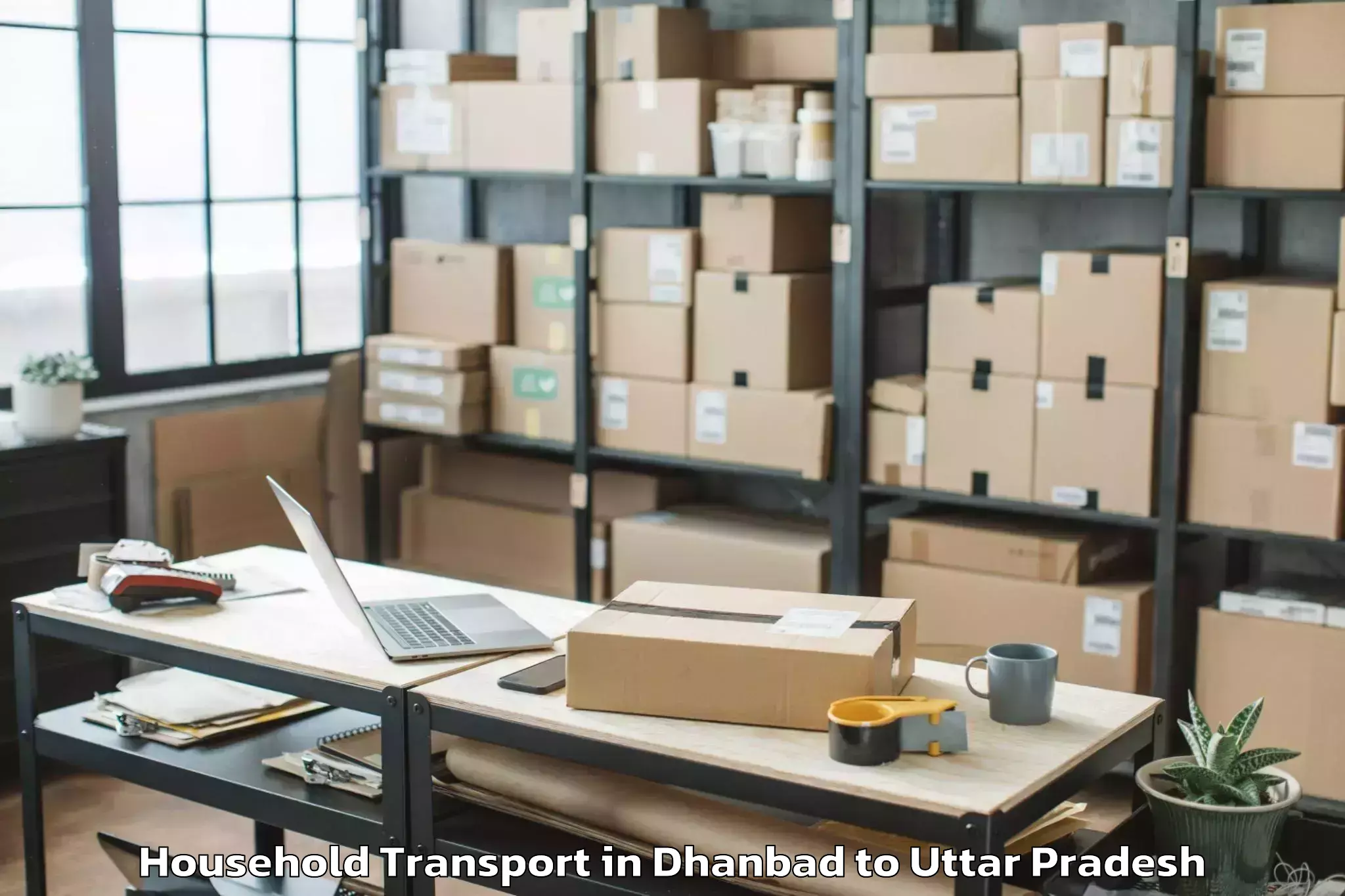 Top Dhanbad to Pilkhua Household Transport Available